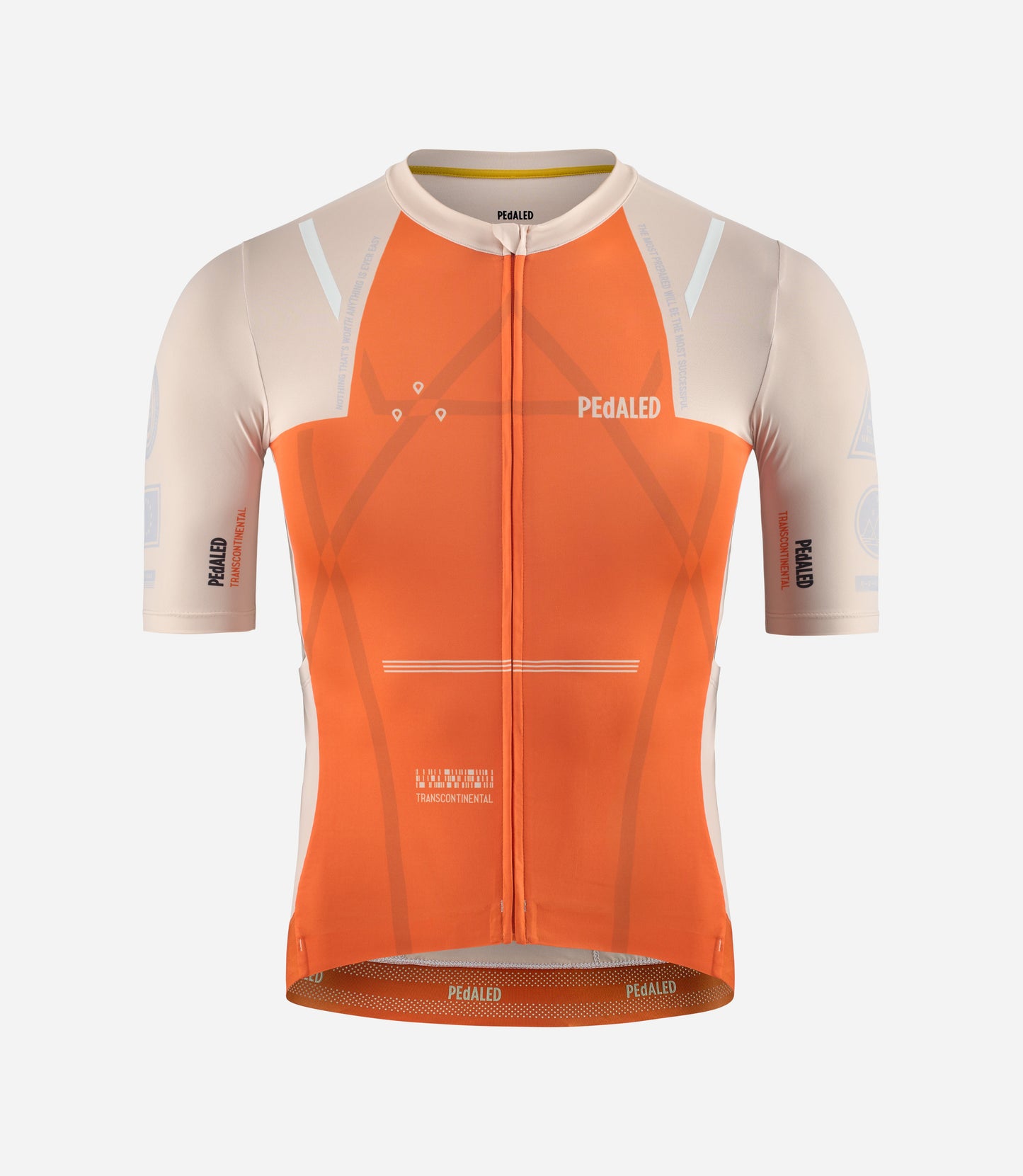 23SJSTC12PE_1_men cycling jersey orange transcontinental front pedaled
