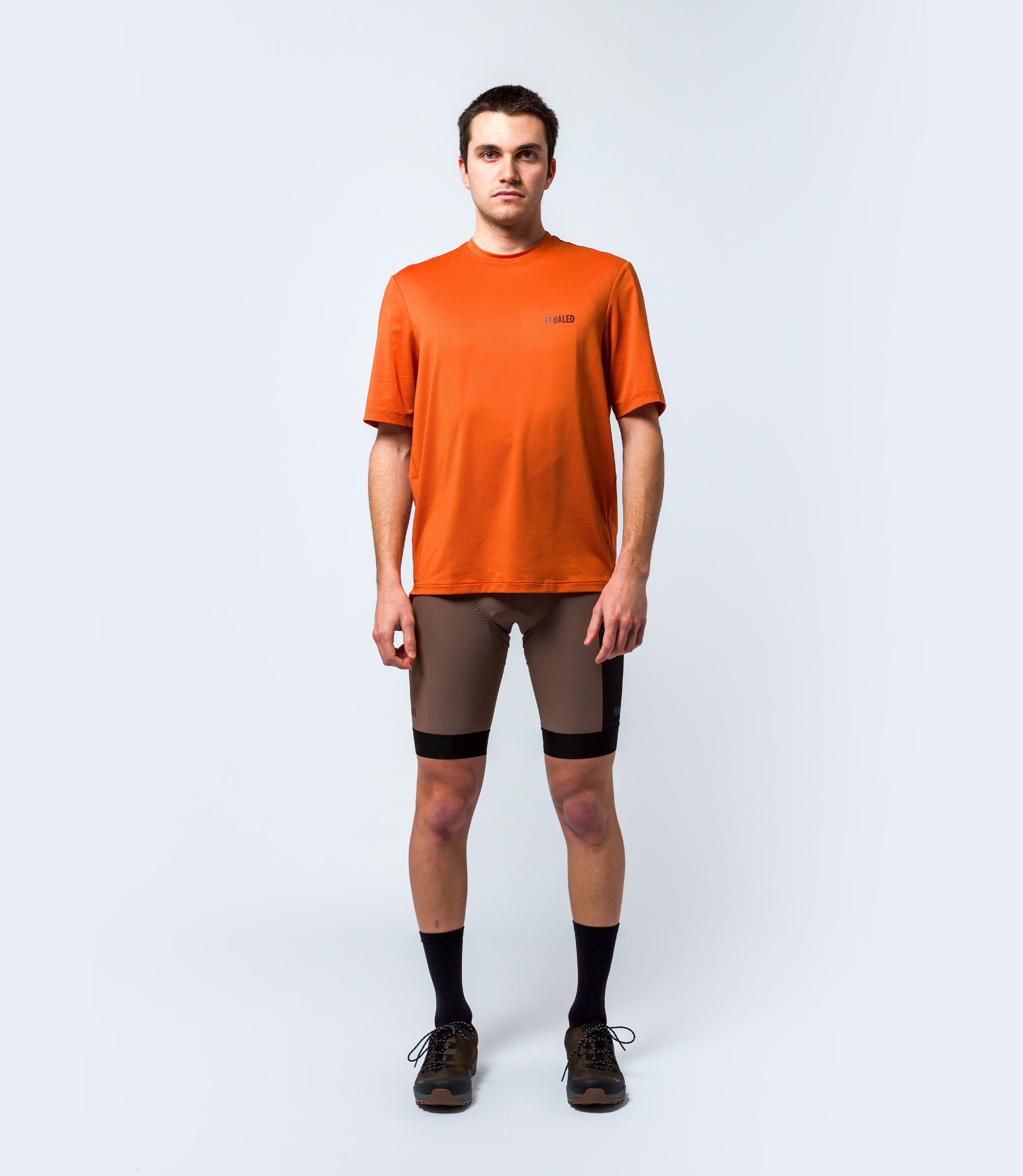 Men's Gravel Merino Cycling T-Shirt Orange PEdALED