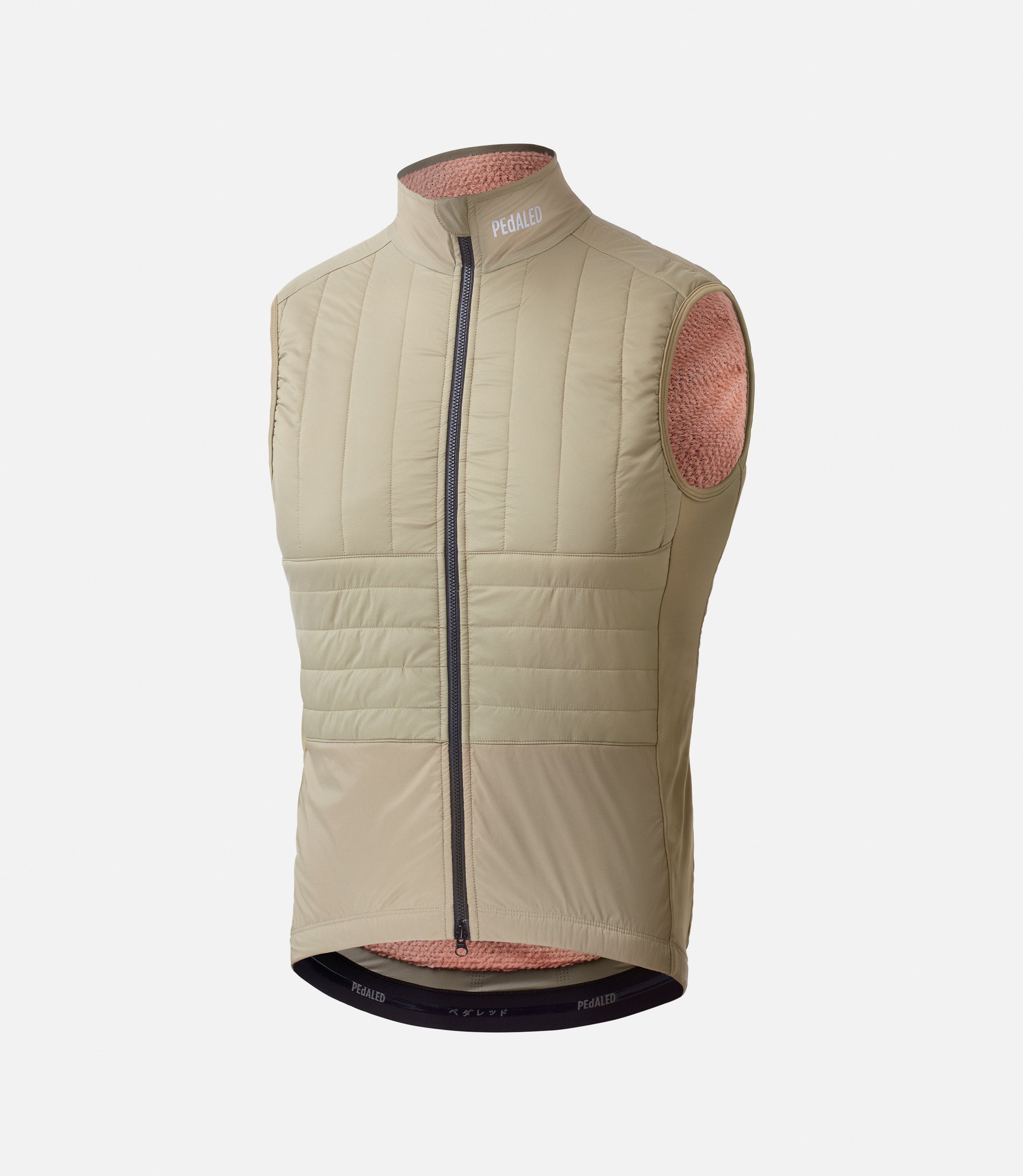 23WAVOD69PE_1_men cycling insulated vest beige polartec odyssey front pedaled