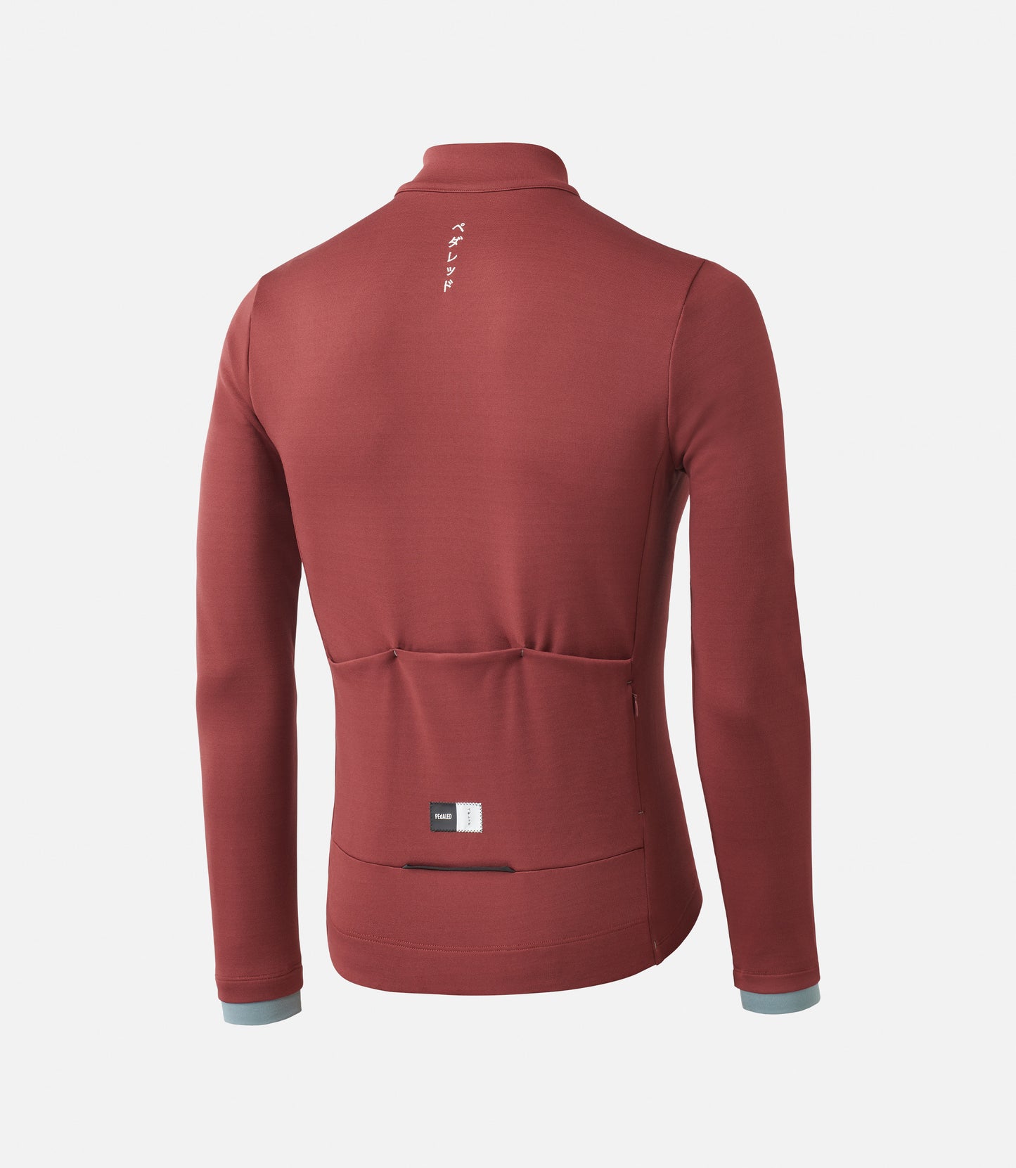 23WMJEM0BPE_2_men cycling merino long sleeve jersey red essential back pedaled