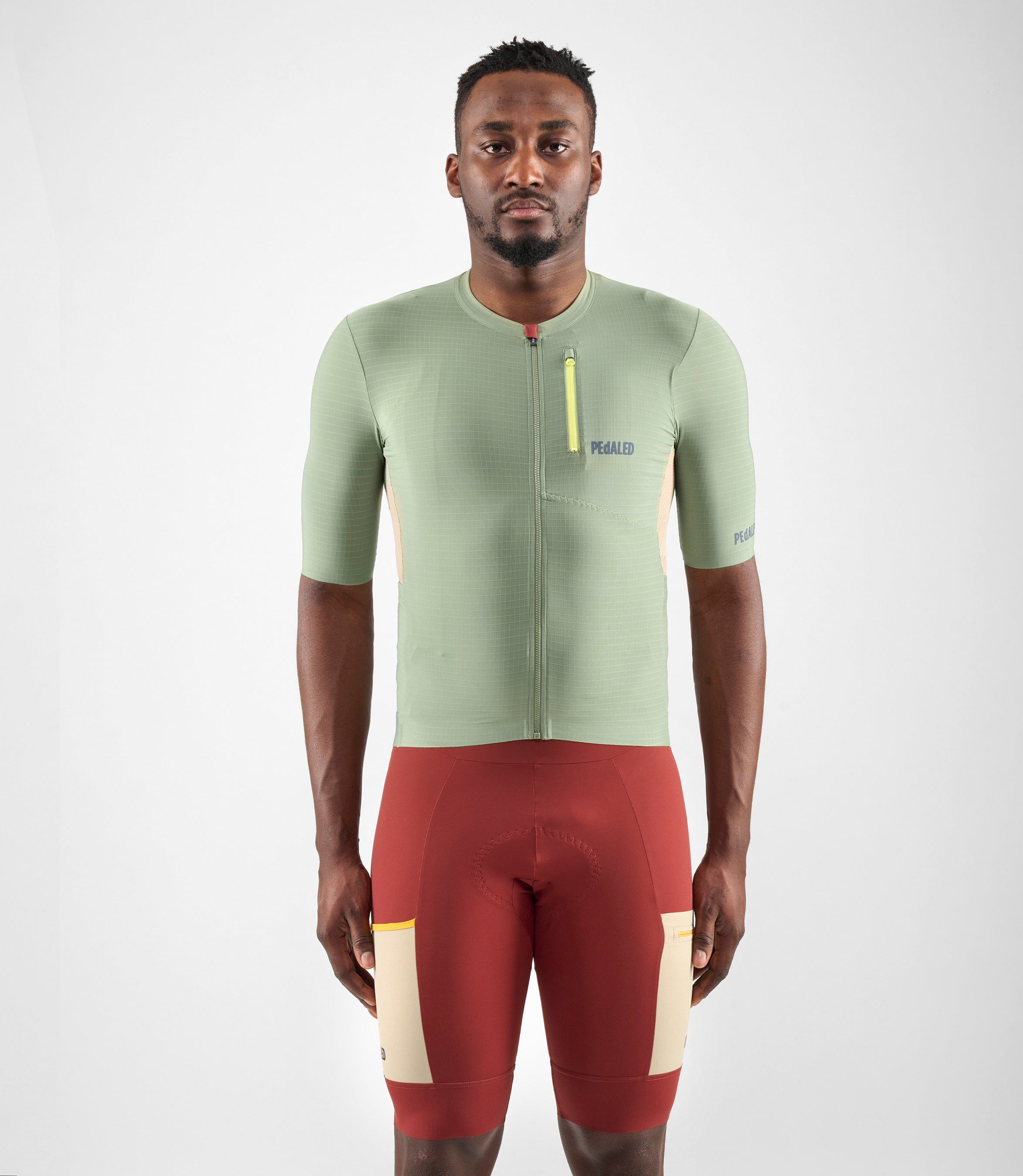 Herren Rennrad-Trikot mit kurzem Ärmel Olivgrün