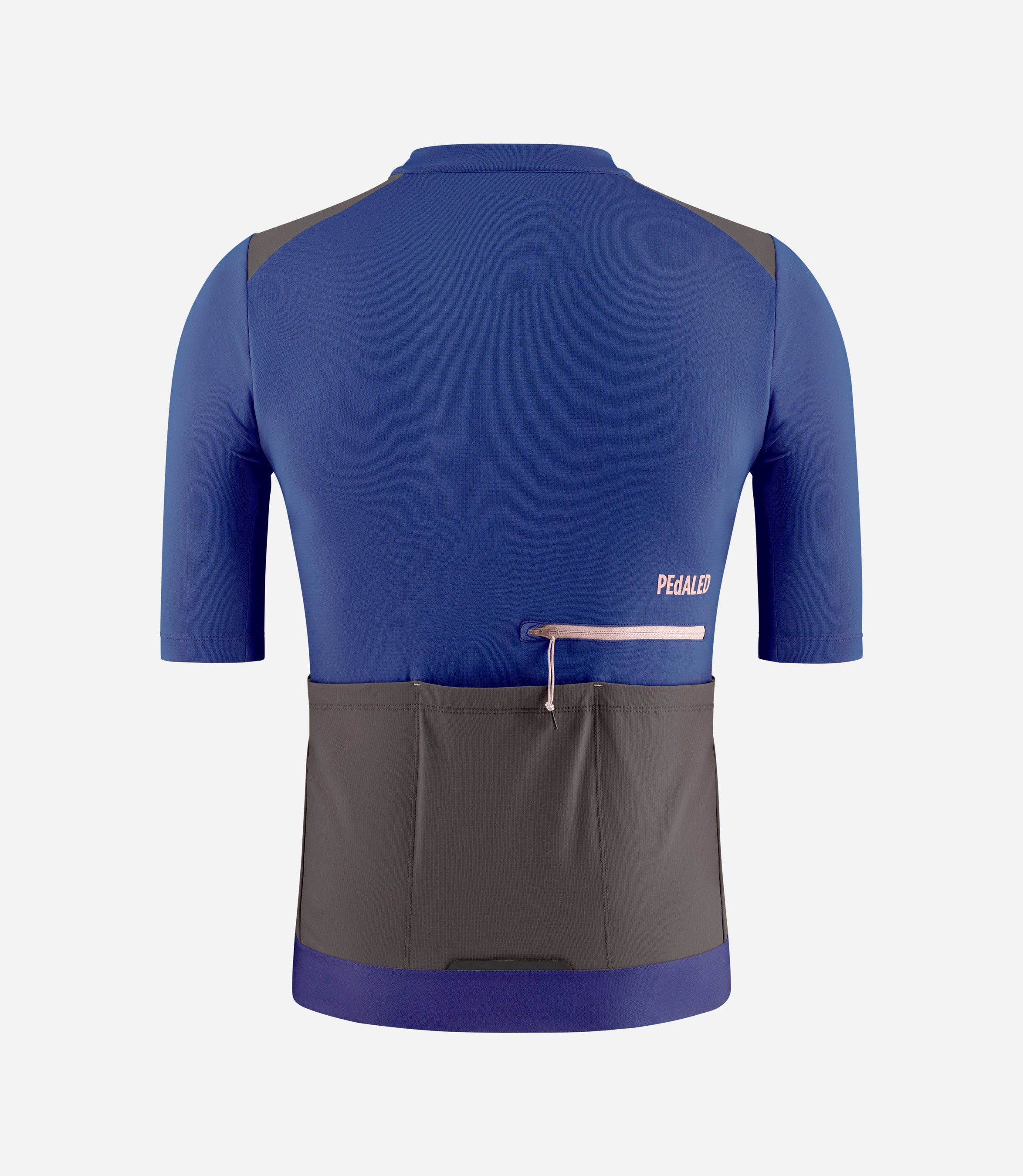 Blue Cycling Tops With Back Pockets Merino Short Sleeve Cycling