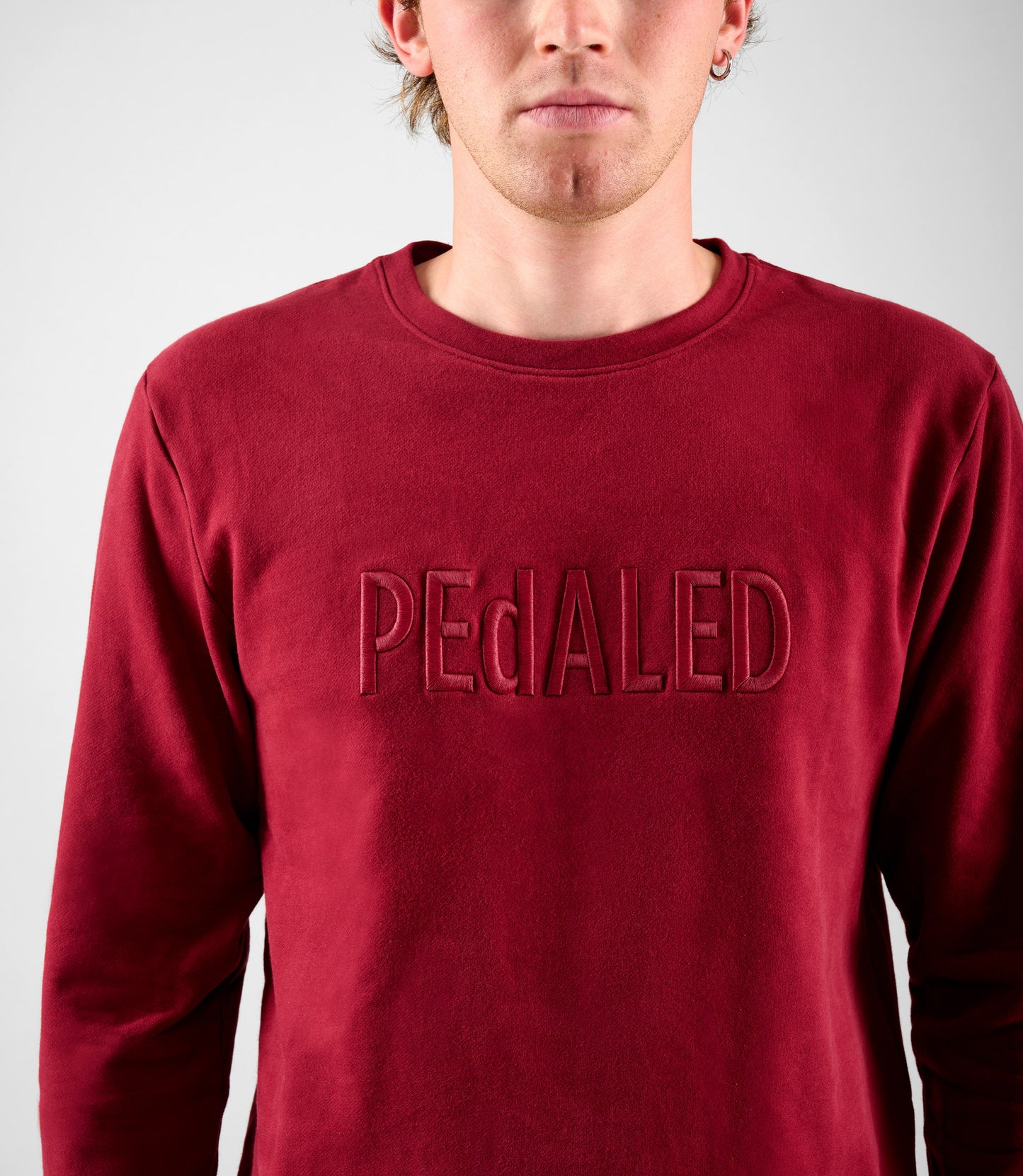 24SSWLO26PE_5_sweatshirt cotton burgundy logo front pedaled