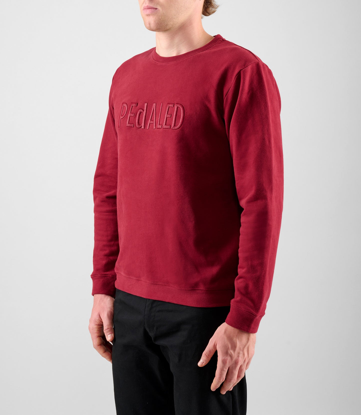 24SSWLO26PE_7_cotton sweatshirt burgundy logo side pedaled