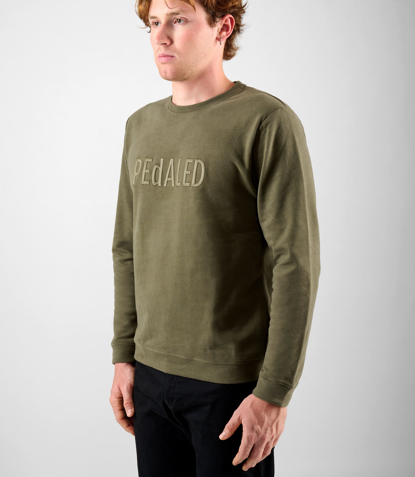 24SSWLO62PE_7_cotton sweatshirt green logo side pedaled