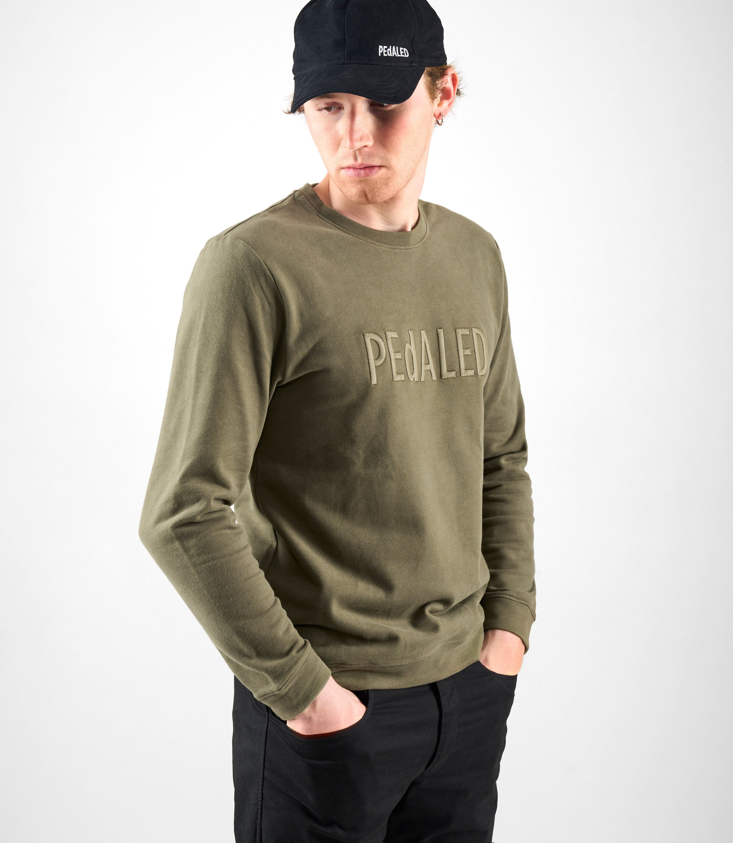 24SSWLO62PE_8_cotton sweatshirt green logo side cap pedaled