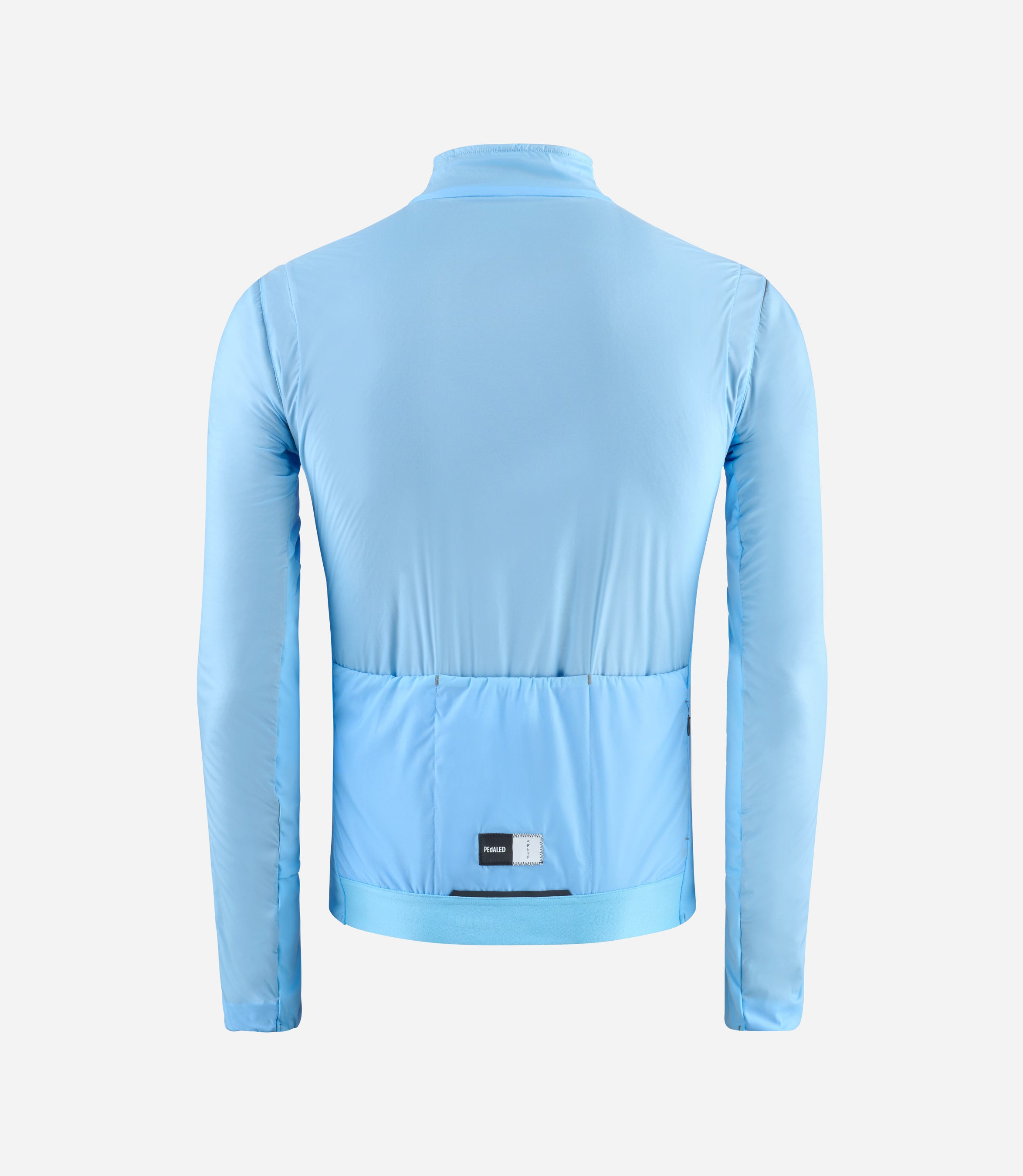 24WAJEL08PE_2_men cycling insulated jacket light blue polartec element back pedaled