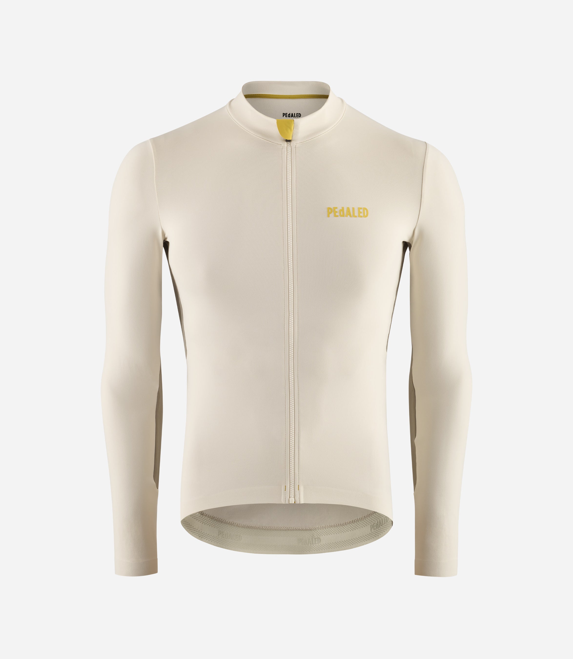 Long Sleeve Road Cycling Jersey Off White for Men PEdALED