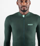 24WJSEL11PE_5_men cycling jersey long sleeve green element front logo pedaled