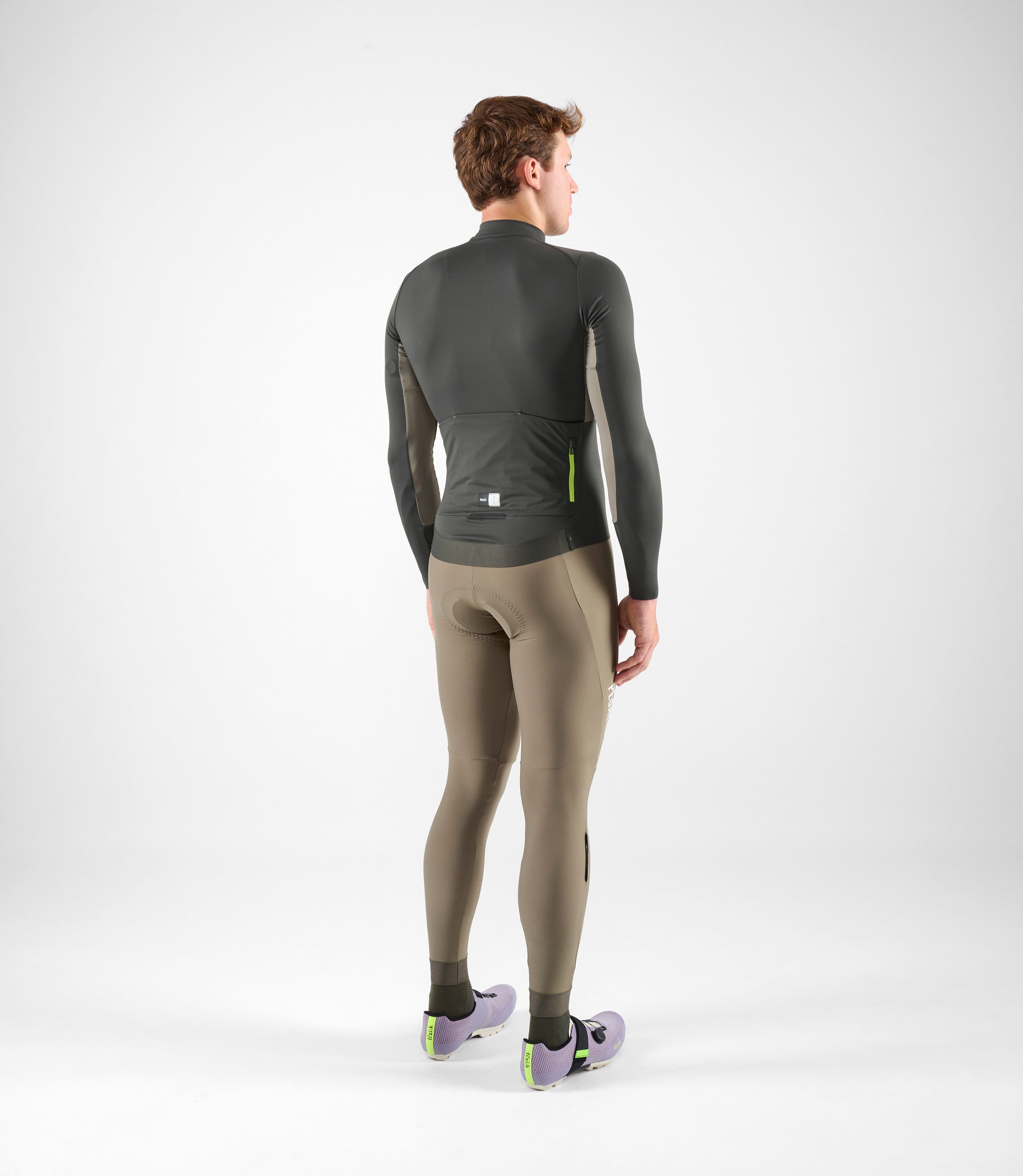 Langarm Rennrad-Trikot Grau für Herren