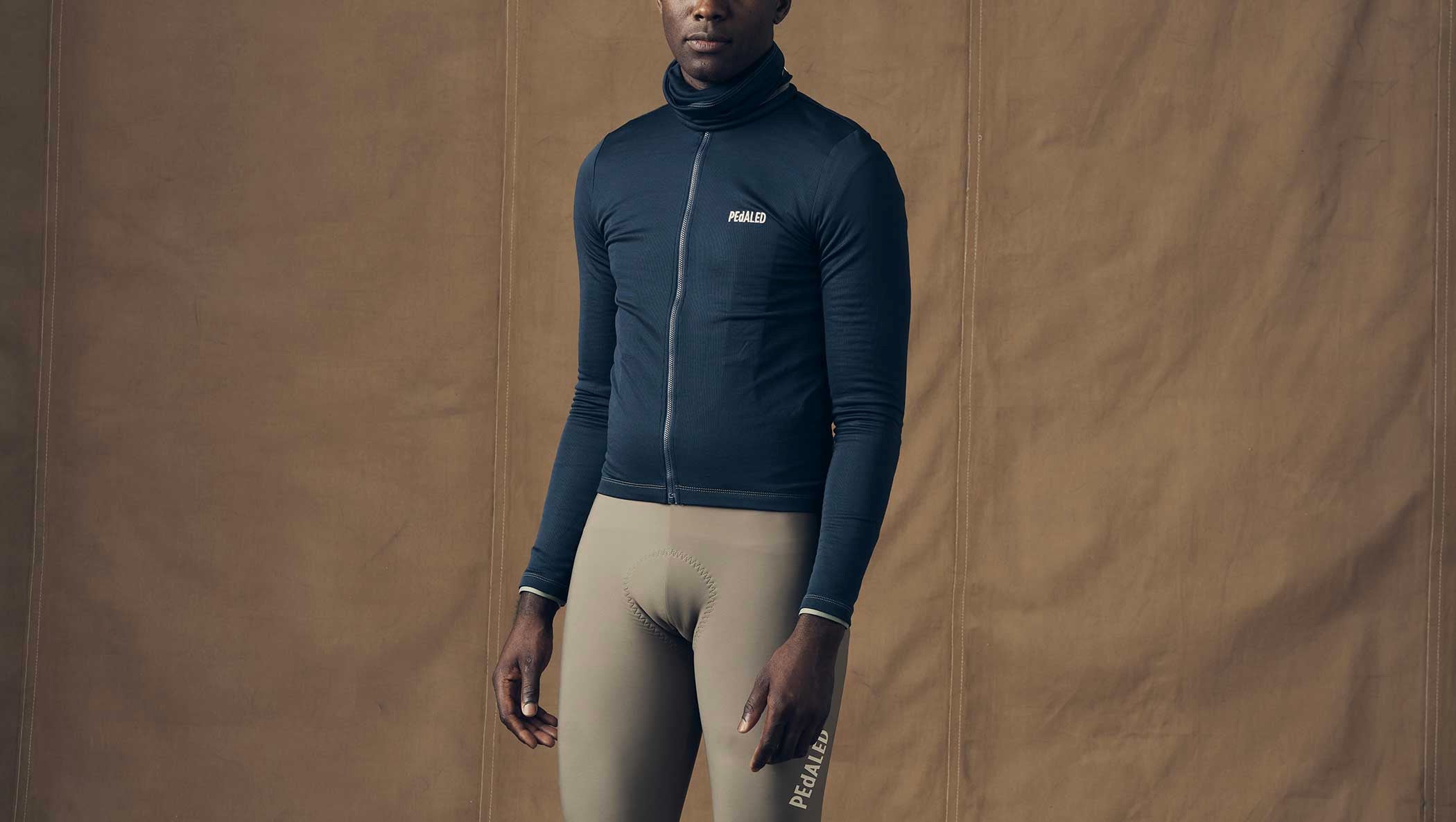 Merino Cycling Long Sleeve Jersey Navy for Men | PEdALED