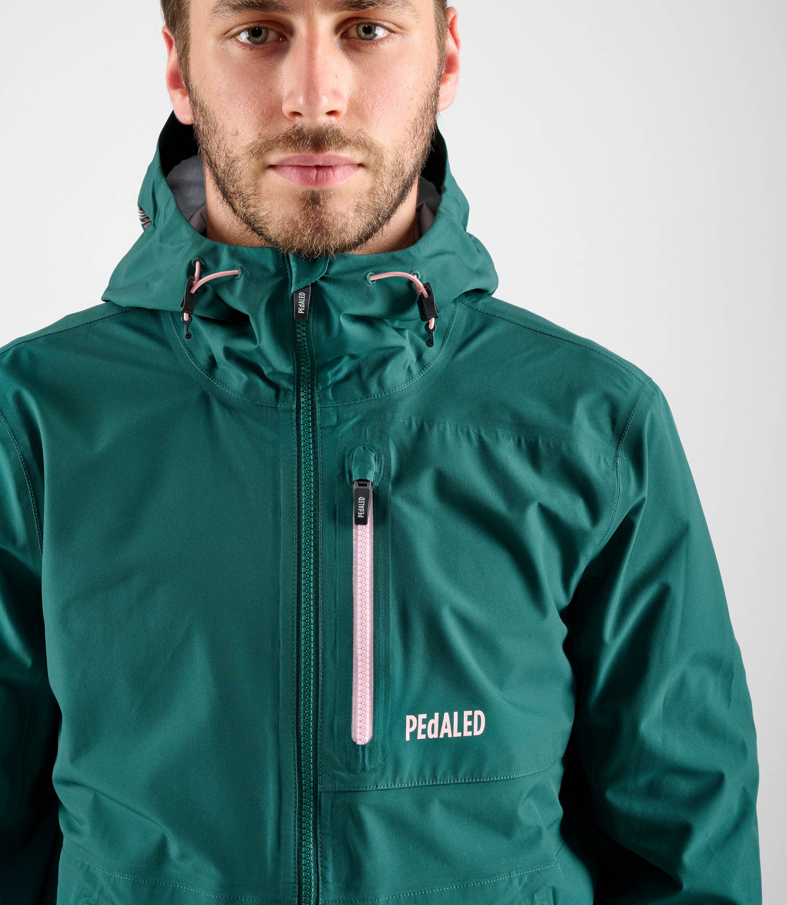 Men's Winter Waterproof Hooded Cycling Jacket Green | PEdALED