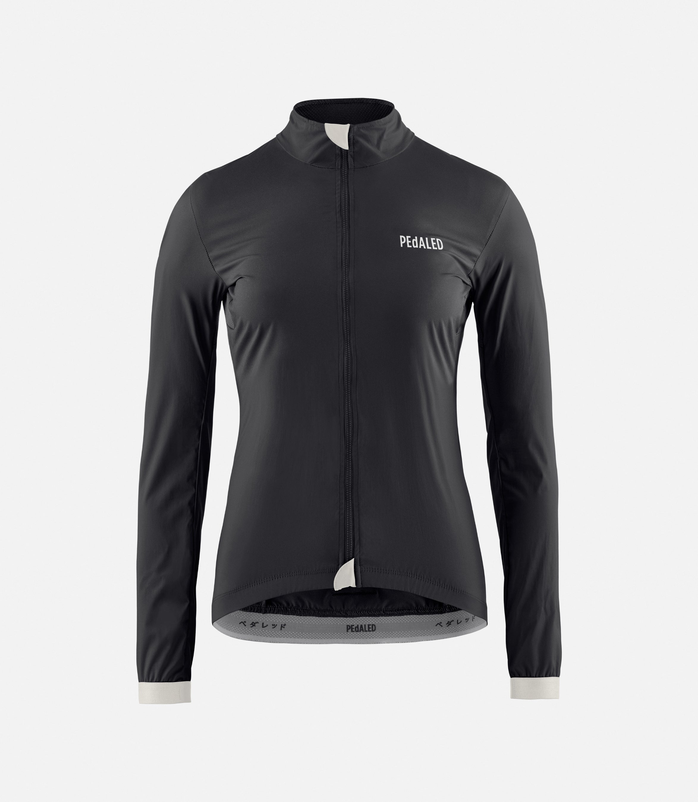 W3SJKES00PE_1_women cycling jacket windproof black essential front pedaled