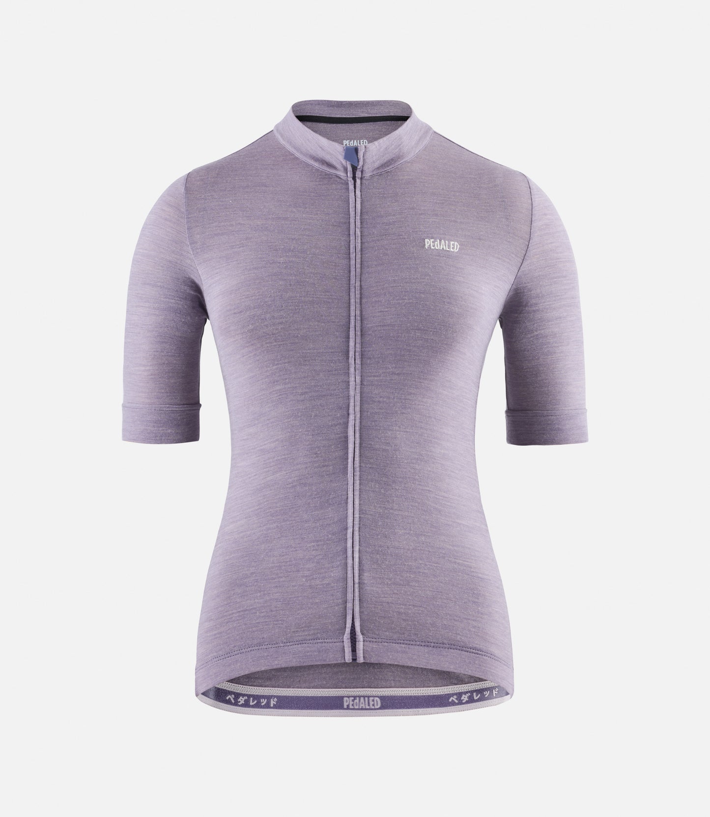 W3SJSEM0IPE_1_women cycling jersey merino lilac essential front pedaled
