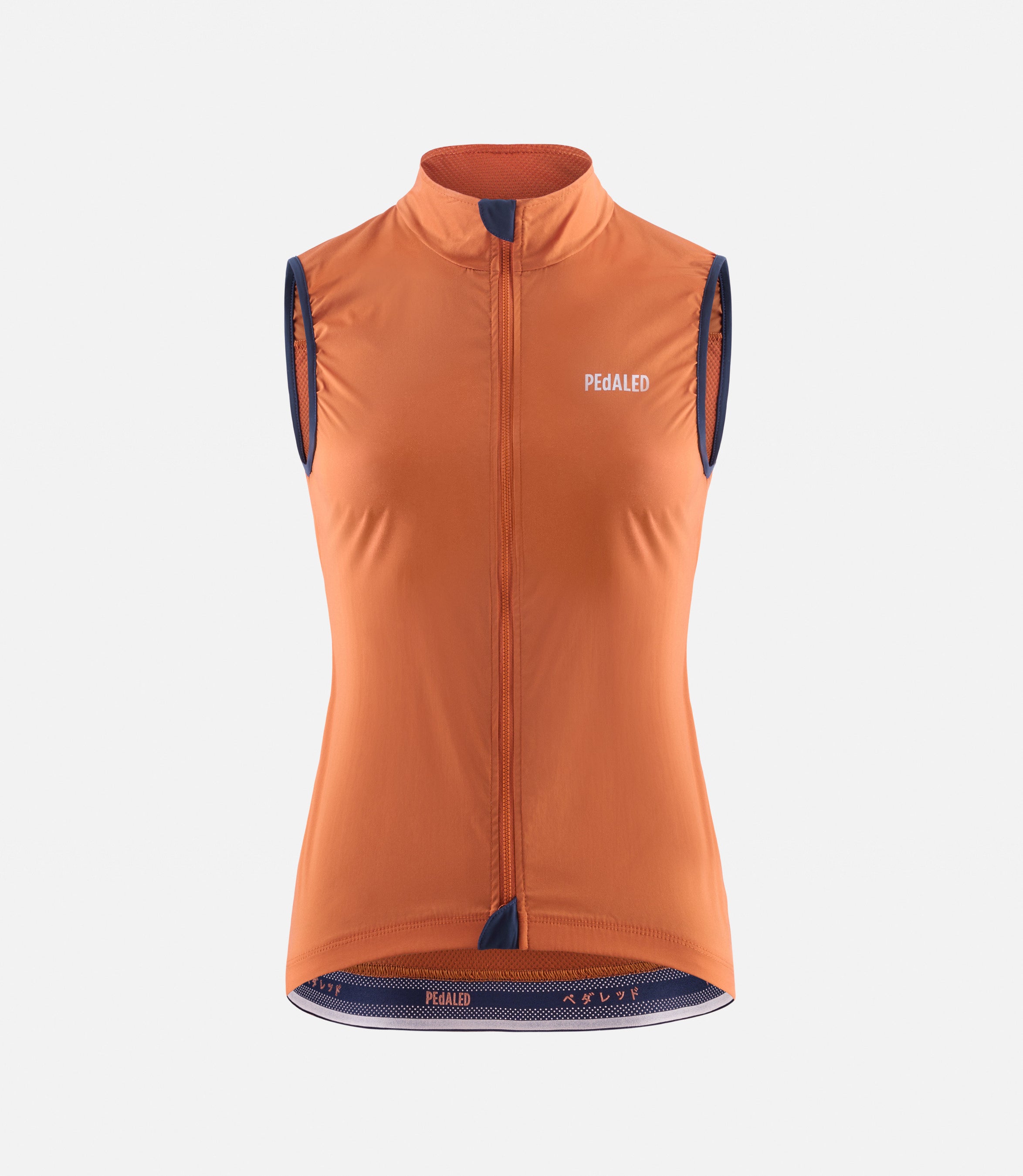 W3SVEES0HPE_1_women cycling vest windproof orange essential front pedaled