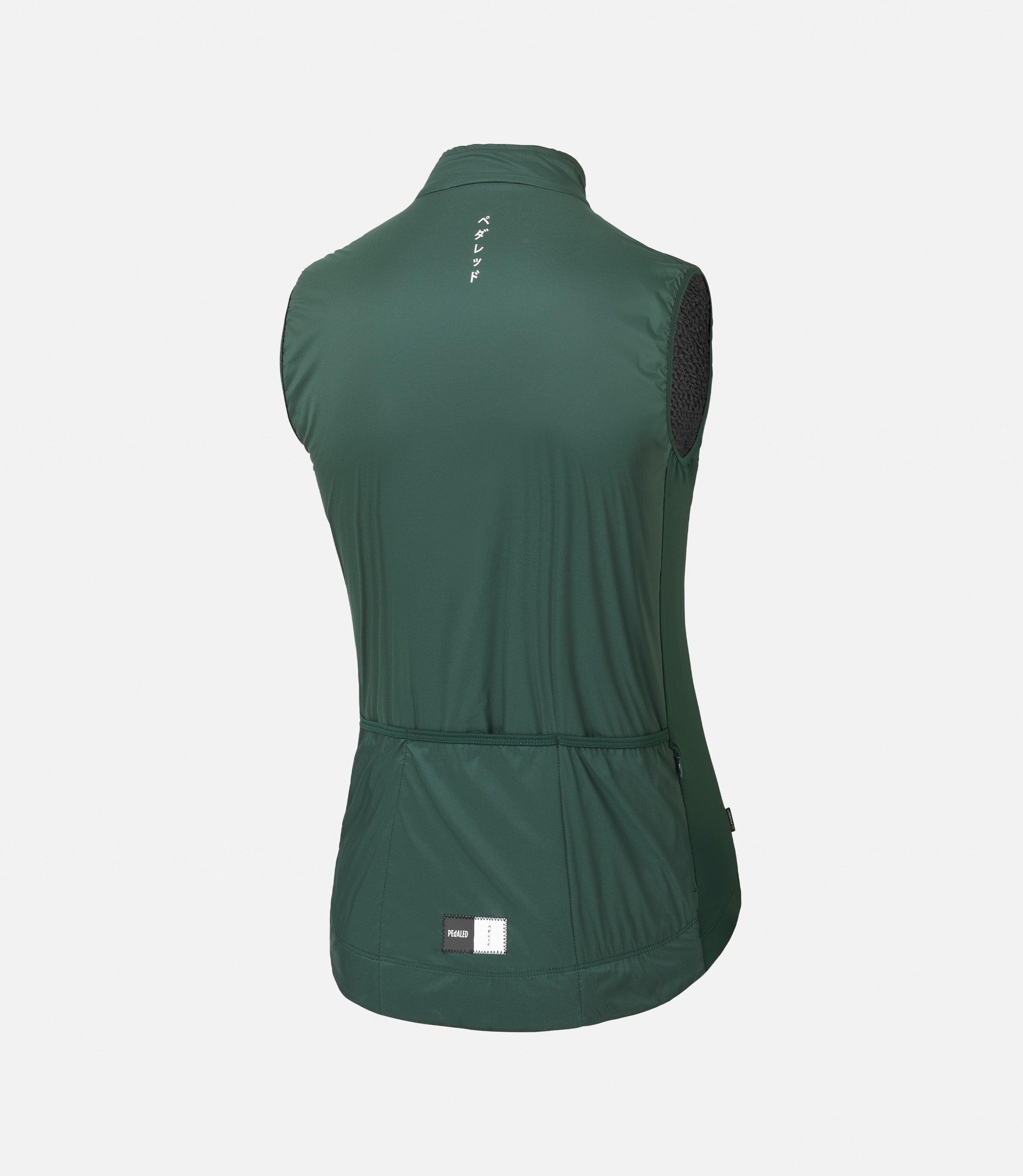 W3WAVEE78PE_2_women cycling insulated vest green polartec essential back pedaled