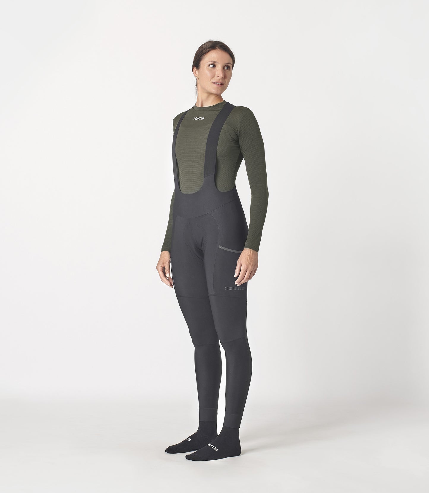 W3WBLOD20PE_4_women cycling base layer long sleeve green odyssey total body front pedaled