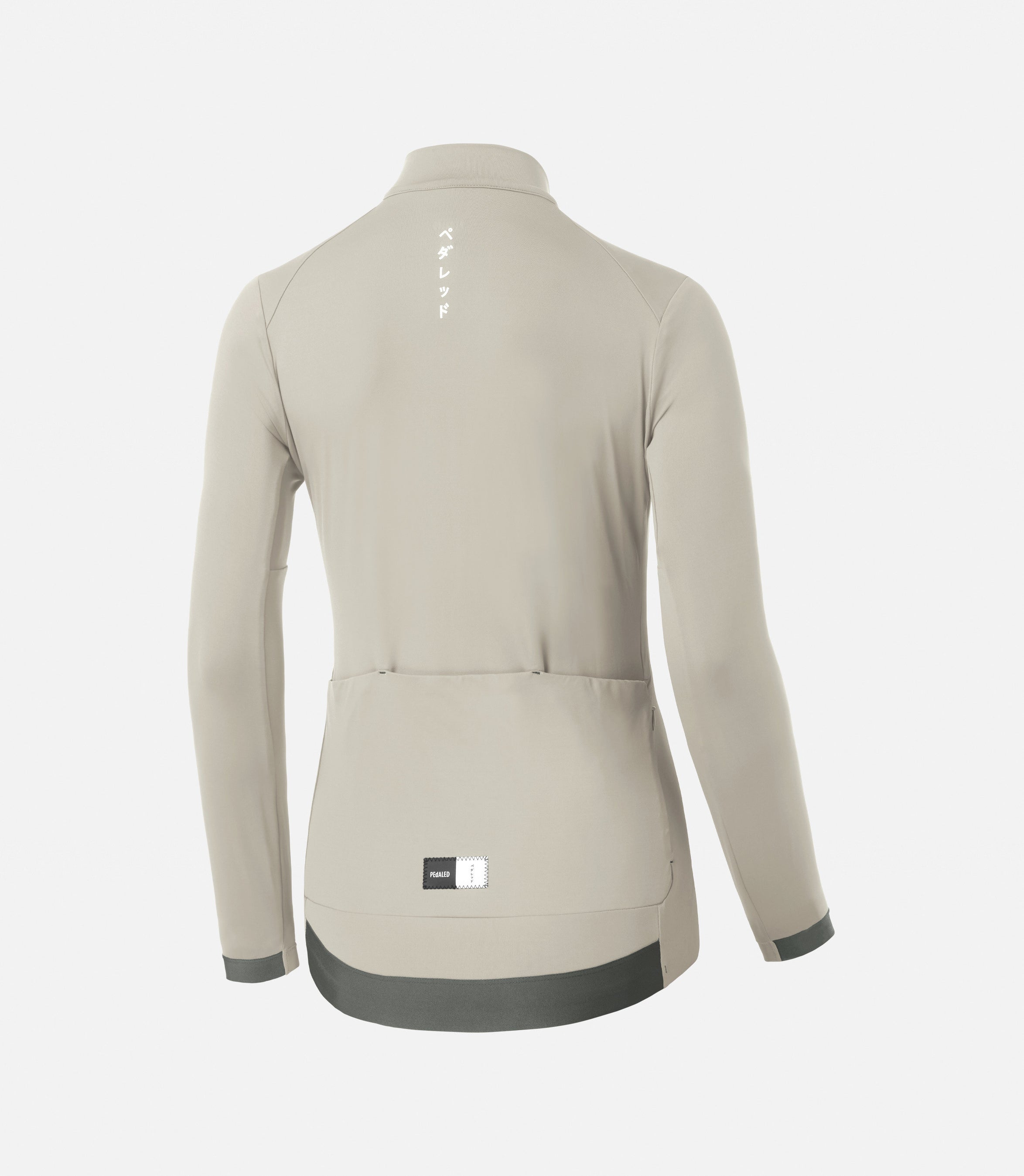 W3WJSEE0EPE_2_women cycling long sleeve jersey grey essential back pedaled