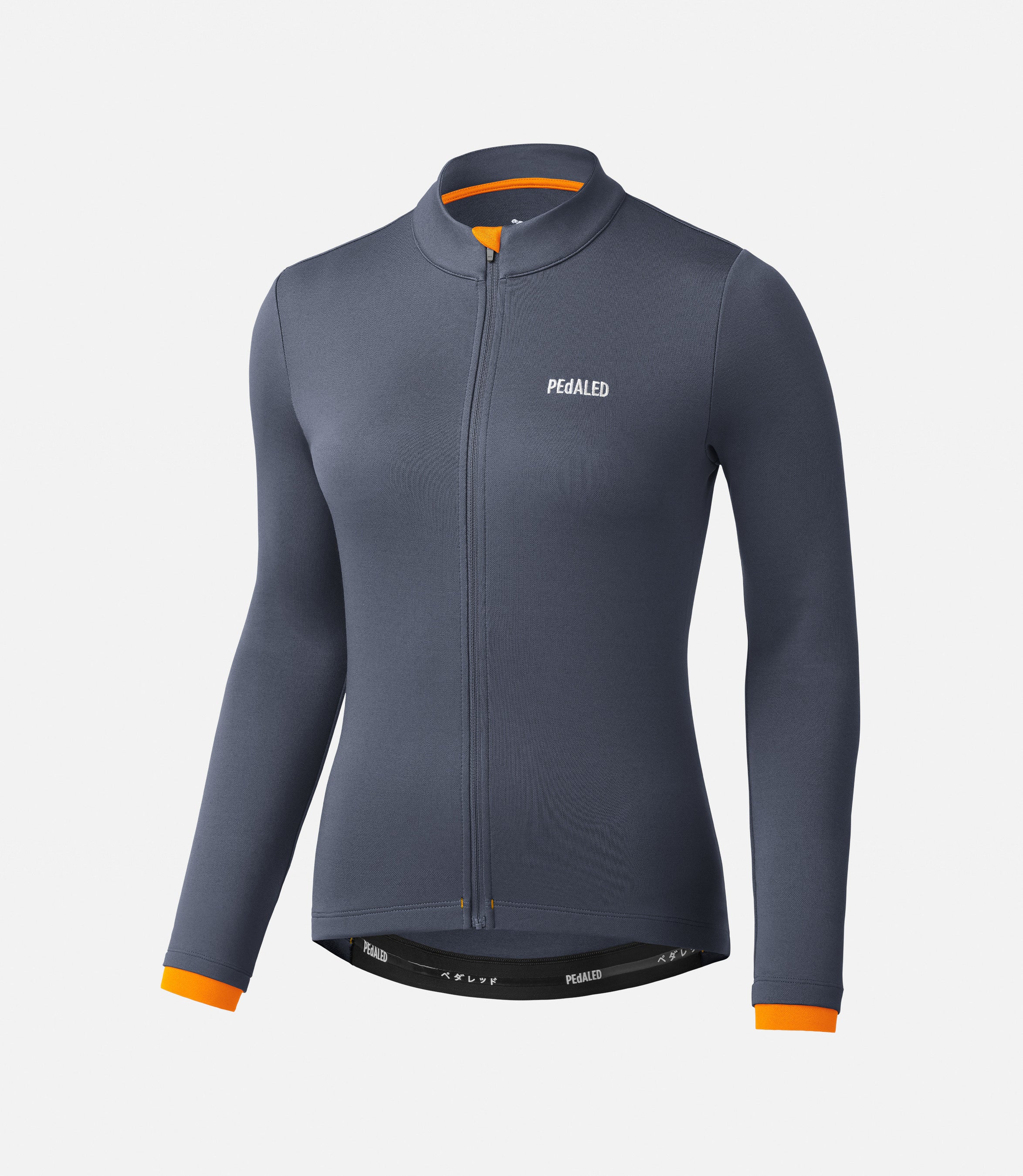W3WMJEM0CPE_1_women cycling merino long sleeve jersey blue essential front pedaled