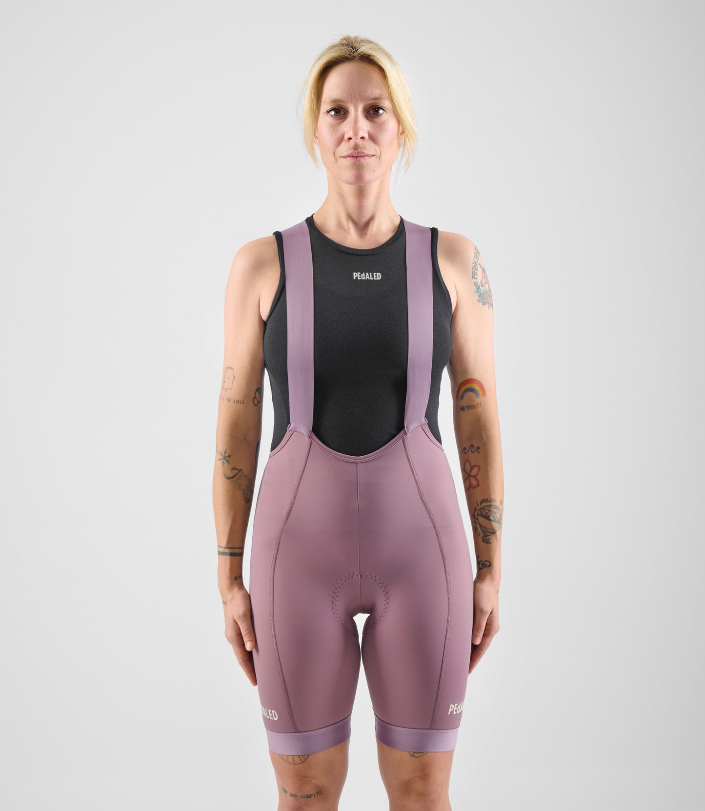 W4SBBEL0IPE_3_women cycling bibshorts element lilac total body front pedaled