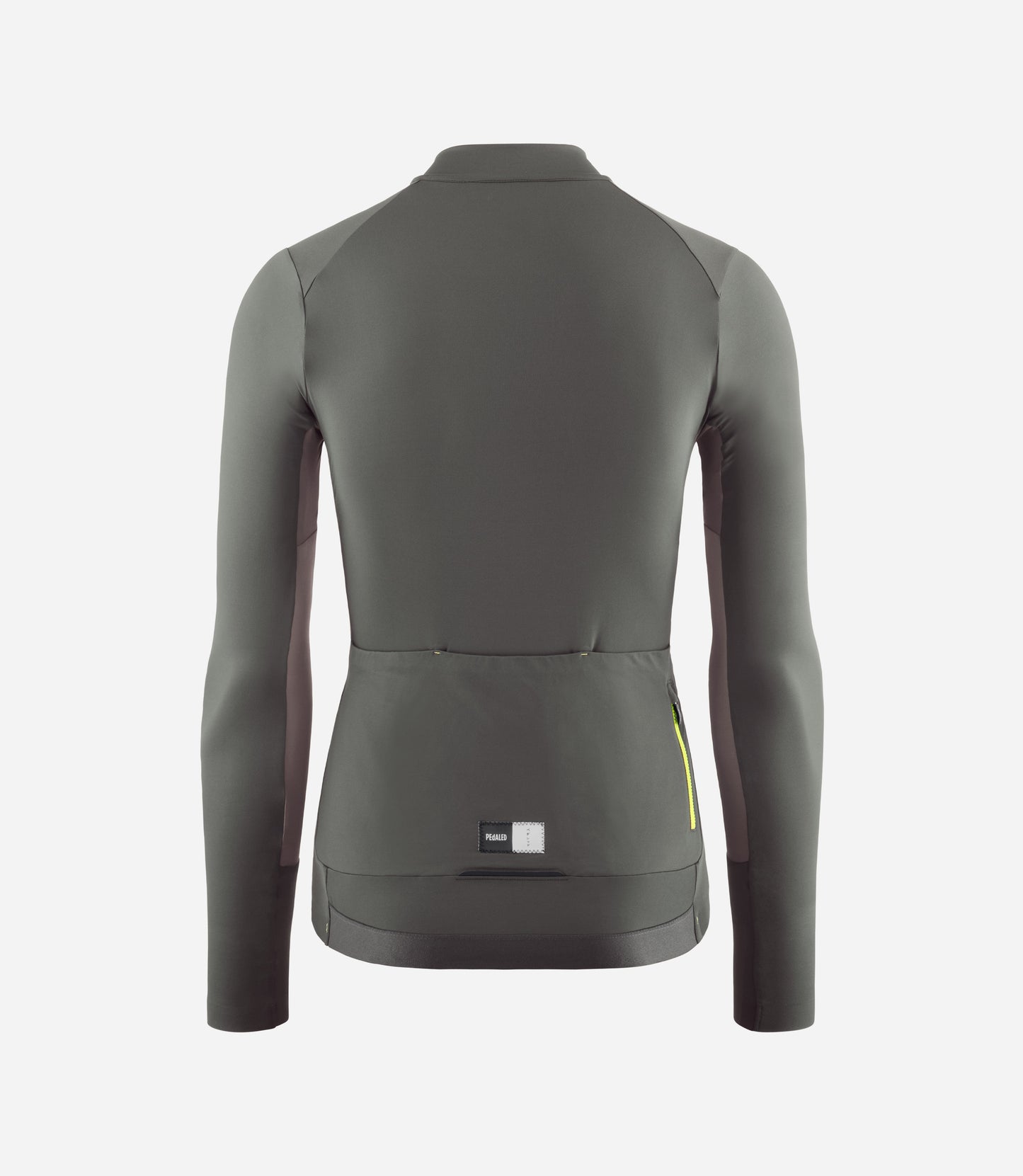 W4WJSEL45PE_2_women cycling long sleeve jersey dark grey element back pedaled