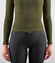 W4WMJEL11PE_7_women cycling jersey merino long sleeve green element front zip pedaled