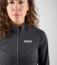 W4WWJEL00PE_5_women cycling waterproof jacket black element front pedaled