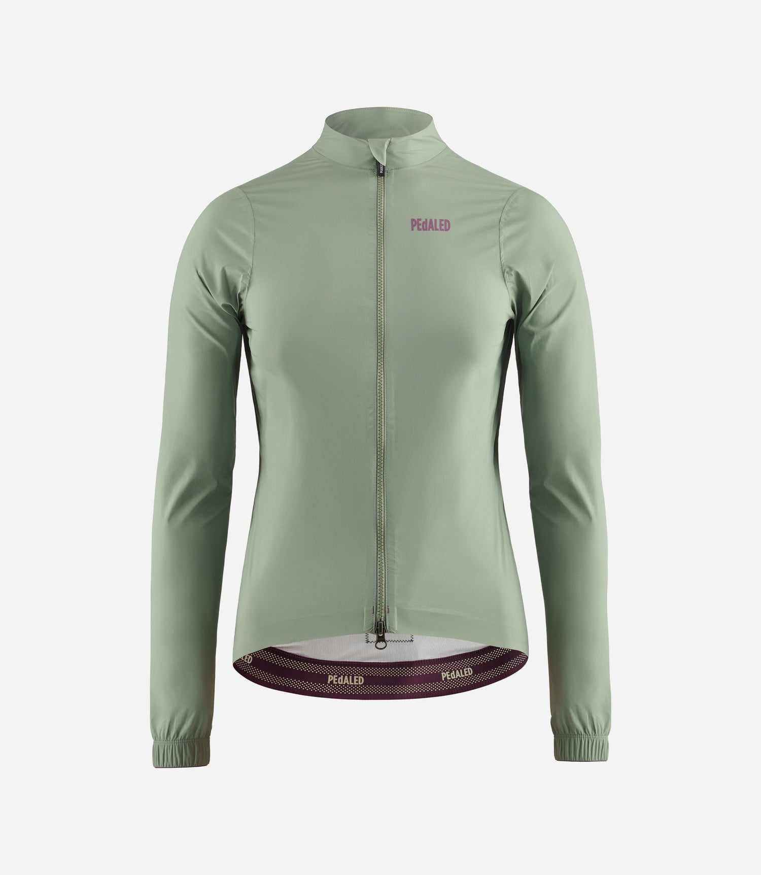 W4WWJEL11PE_1_women cycling jacket waterproof green element front pedaled