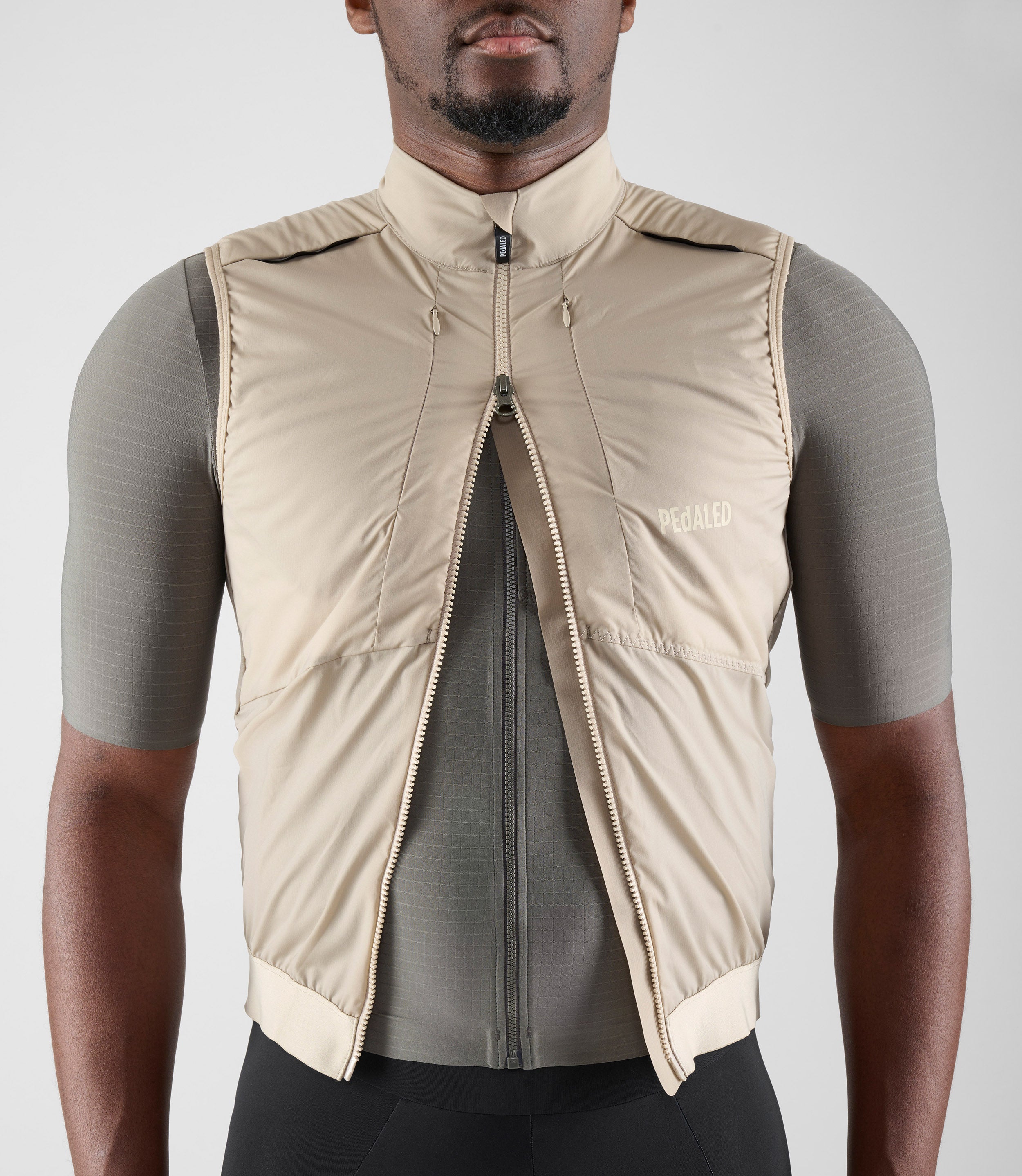 Men's Beige Insulated Cycling Vest | Odyssey | PEdALED